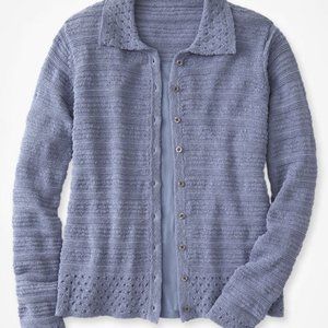 Coldwater Creek Pointelle Cardigan Sweater with Collar